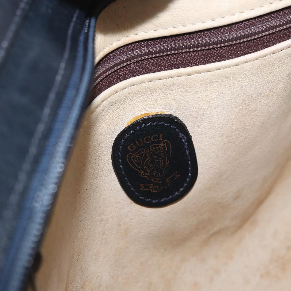 GUCCI GG Supreme Hand Bag PVC Navy Gold Auth 172663