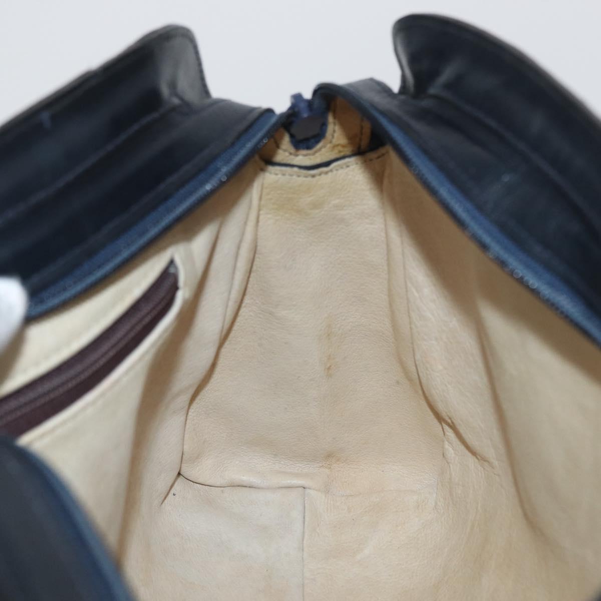 GUCCI GG Supreme Hand Bag PVC Navy Gold Auth 172663