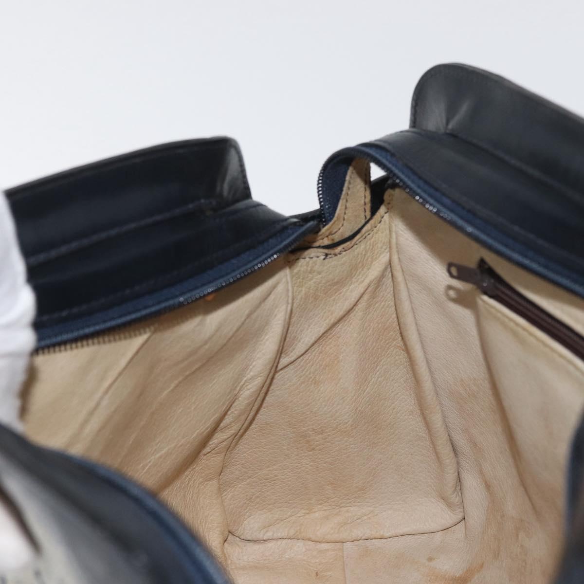 GUCCI GG Supreme Hand Bag PVC Navy Gold Auth 172663