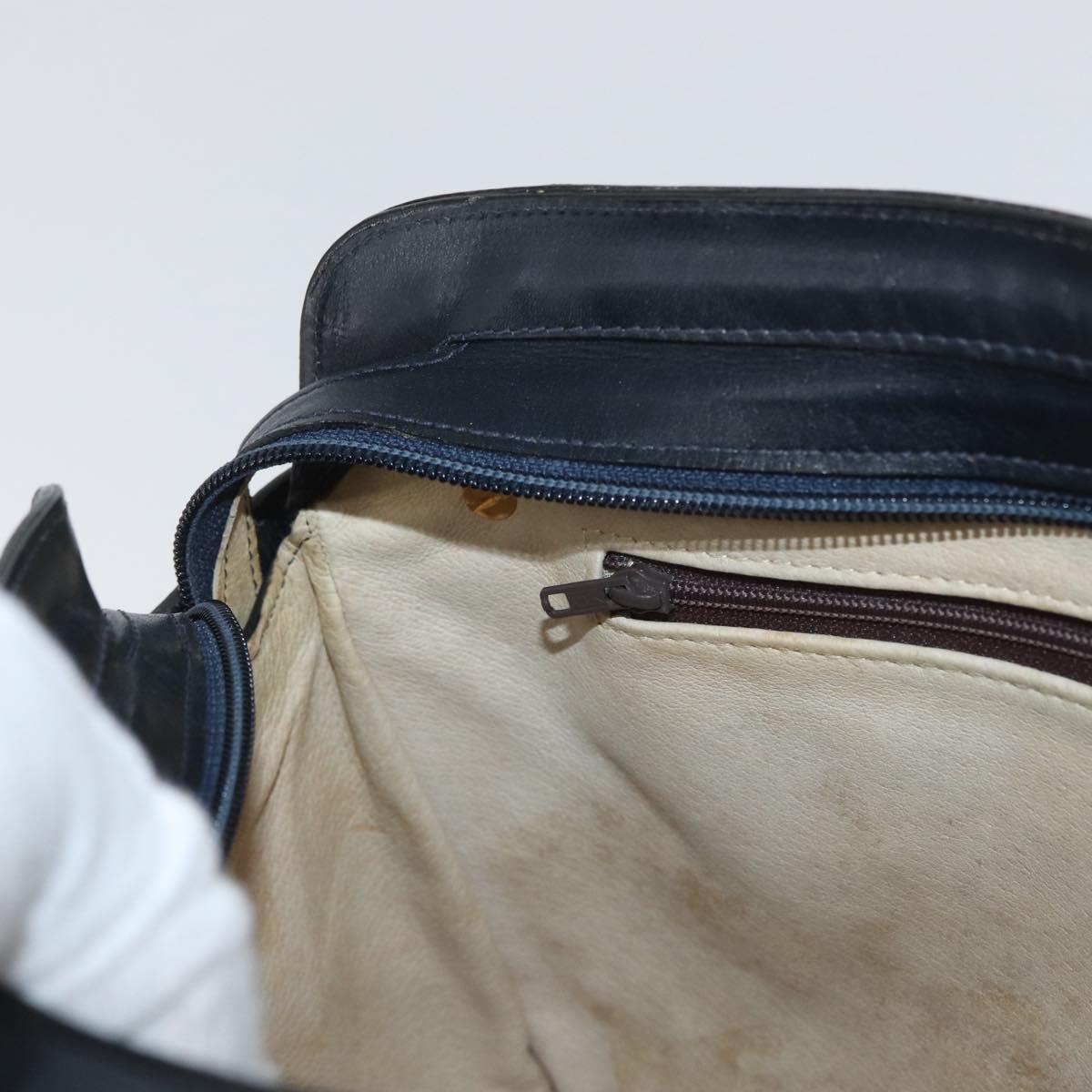 GUCCI GG Supreme Hand Bag PVC Navy Gold Auth 172663