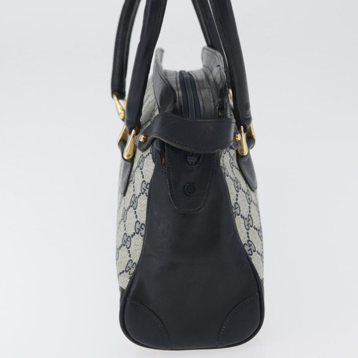 GUCCI GG Supreme Hand Bag PVC Navy Gold Auth 172663
