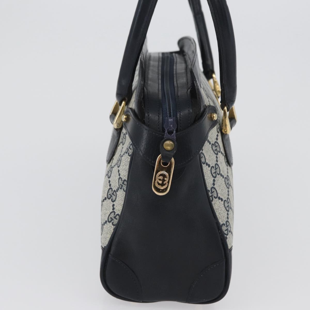 GUCCI GG Supreme Hand Bag PVC Navy Gold Auth 172663