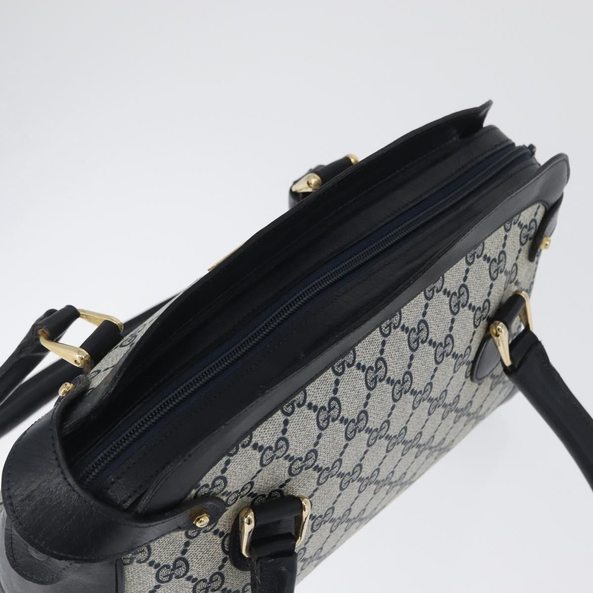 GUCCI GG Supreme Hand Bag PVC Navy Gold Auth 172663