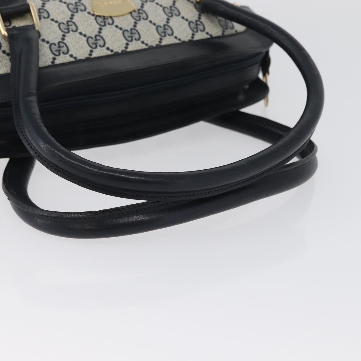 GUCCI GG Supreme Hand Bag PVC Navy Gold Auth 172663