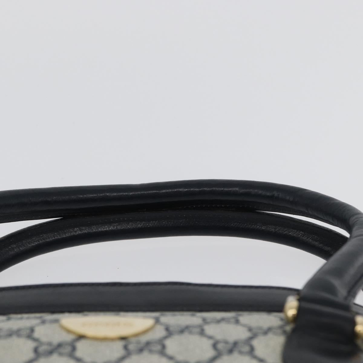 GUCCI GG Supreme Hand Bag PVC Navy Gold Auth 172663
