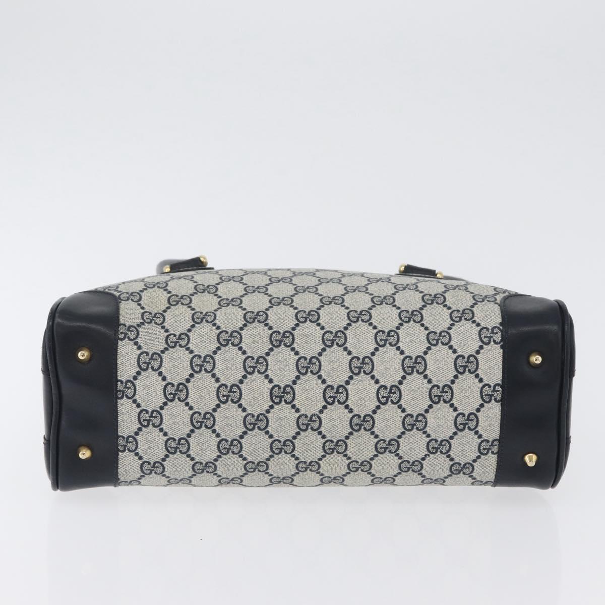 GUCCI GG Supreme Hand Bag PVC Navy Gold Auth 172663