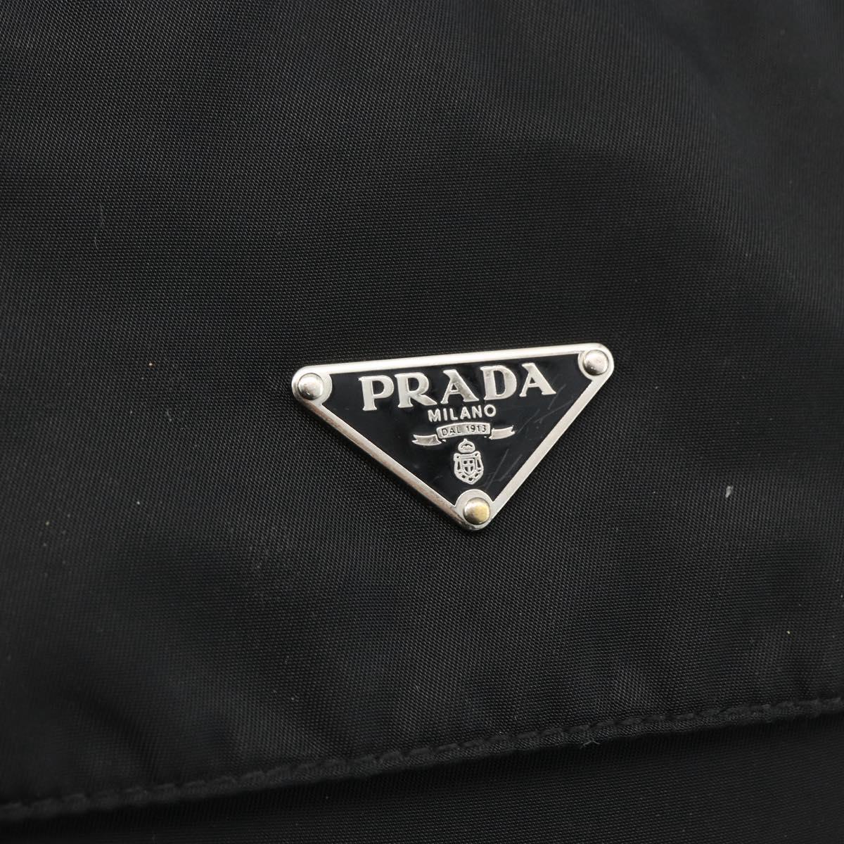PRADA Shoulder Bag Nylon Black Silver Auth 172664