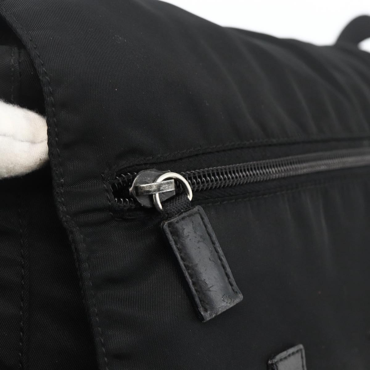 PRADA Shoulder Bag Nylon Black Silver Auth 172664