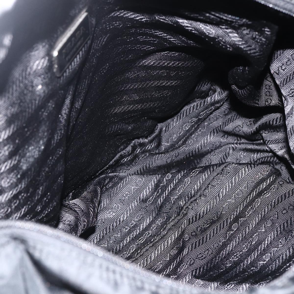 PRADA Shoulder Bag Nylon Black Silver Auth 172664