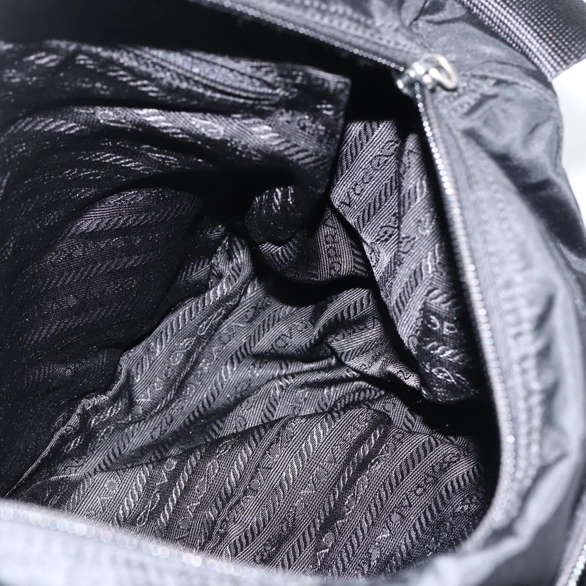 PRADA Shoulder Bag Nylon Black Silver Auth 172664