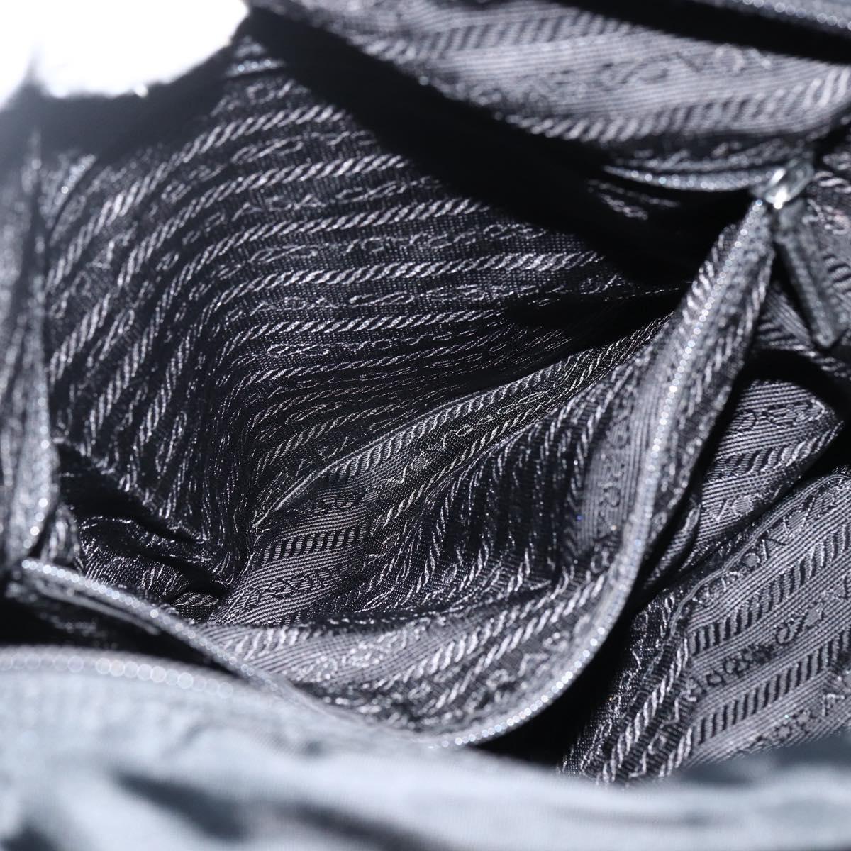 PRADA Shoulder Bag Nylon Black Silver Auth 172664