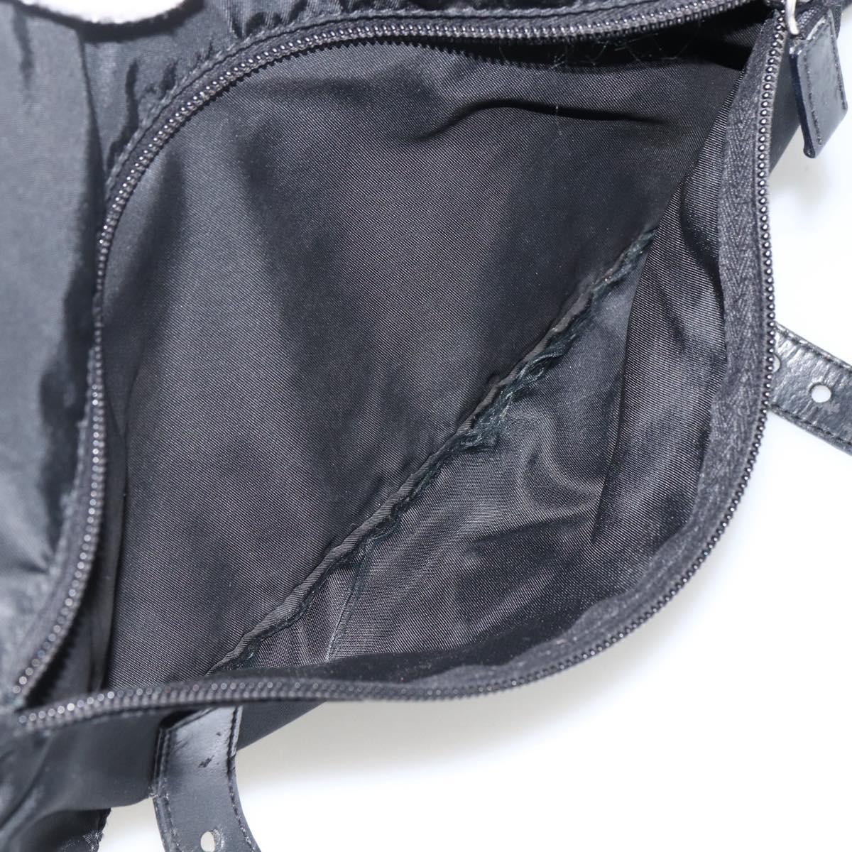 PRADA Shoulder Bag Nylon Black Silver Auth 172664