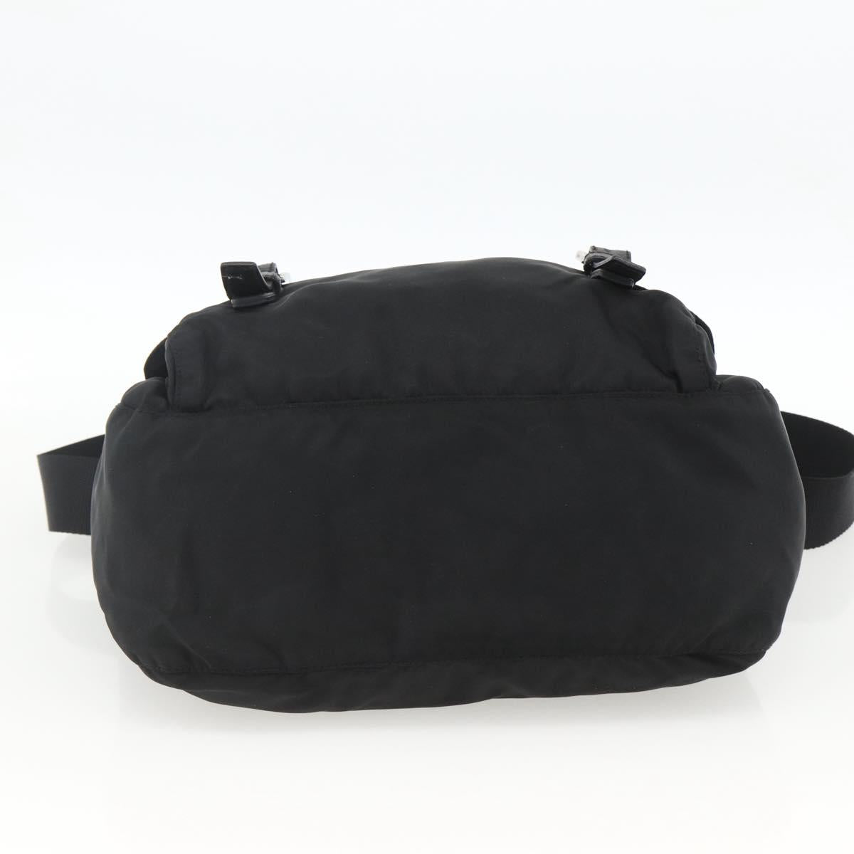 PRADA Shoulder Bag Nylon Black Silver Auth 172664