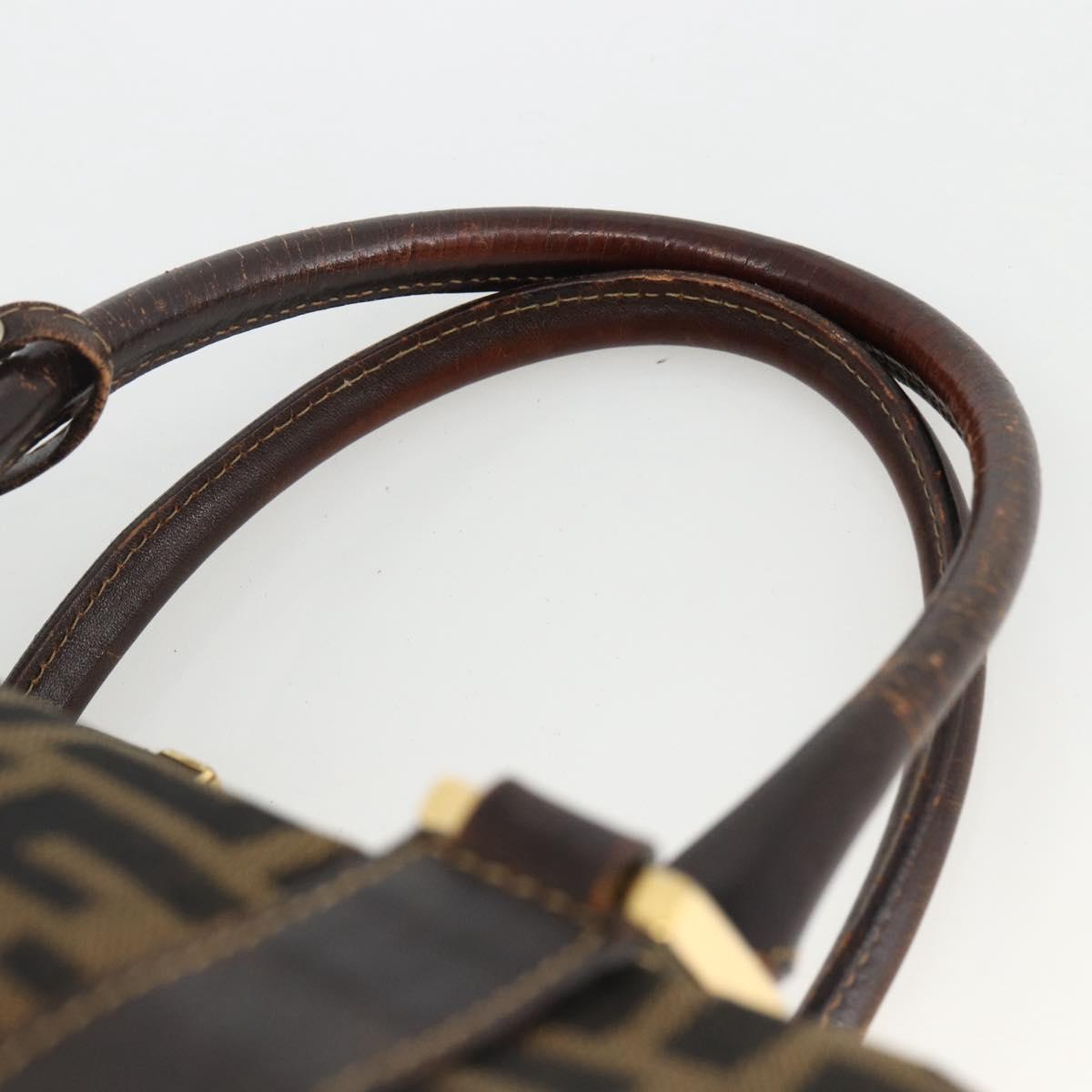 FENDI Zucca Canvas Hand Bag Black Brown Auth 172665