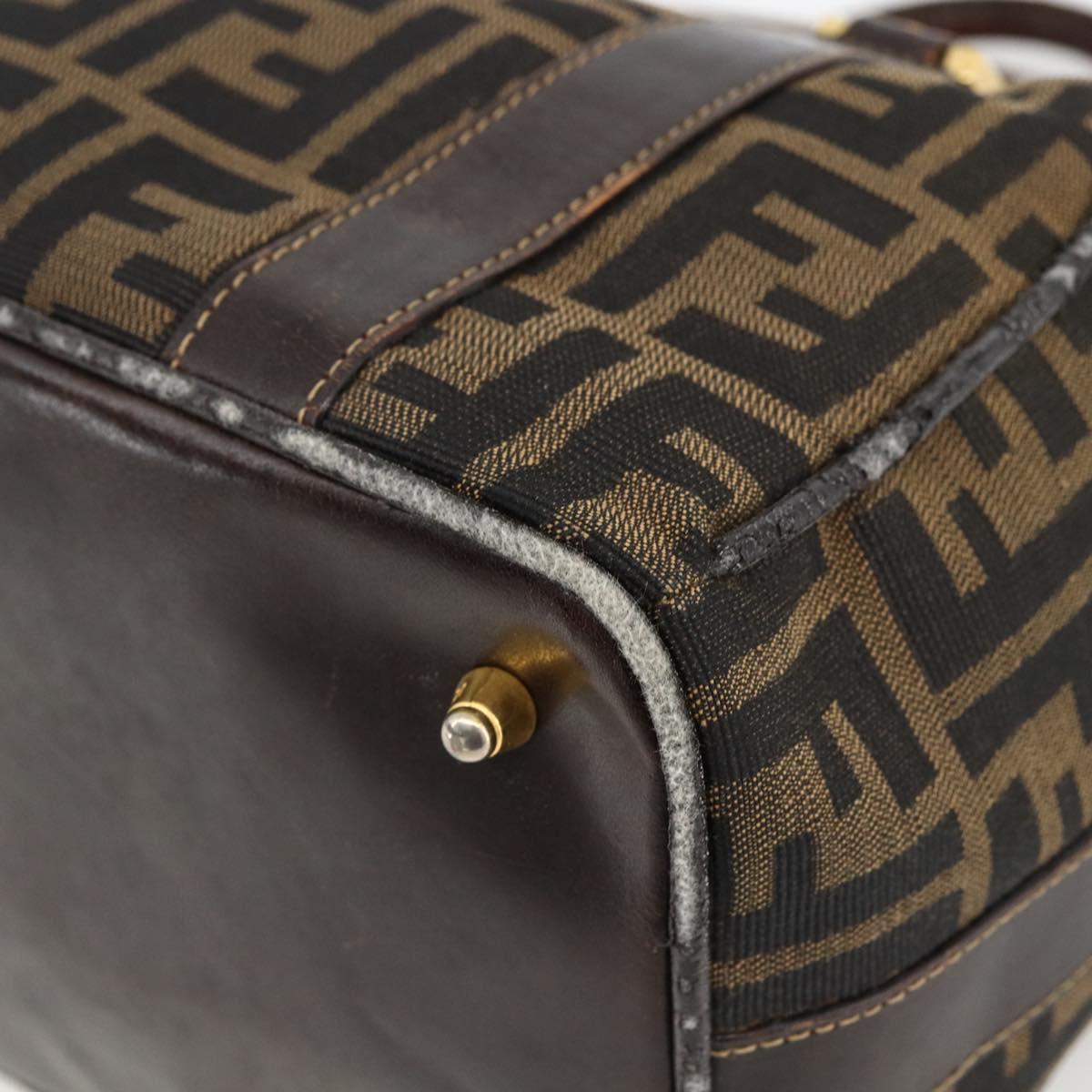 FENDI Zucca Canvas Hand Bag Black Brown Auth 172665