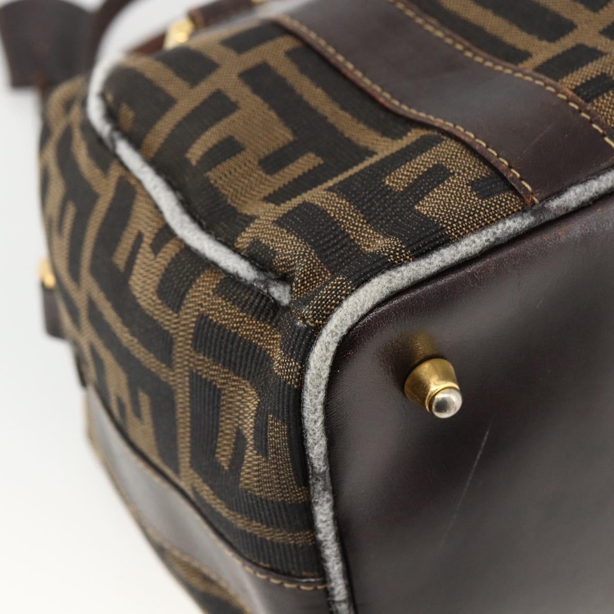 FENDI Zucca Canvas Hand Bag Black Brown Auth 172665