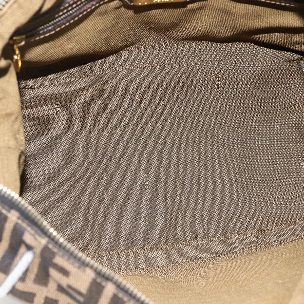FENDI Zucca Canvas Hand Bag Black Brown Auth 172665