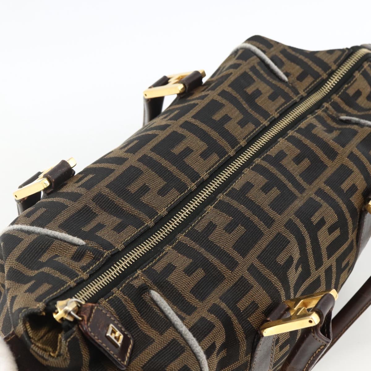 FENDI Zucca Canvas Hand Bag Black Brown Auth 172665