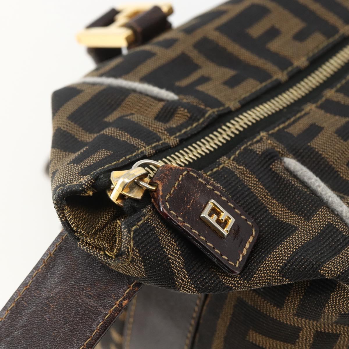 FENDI Zucca Canvas Hand Bag Black Brown Auth 172665