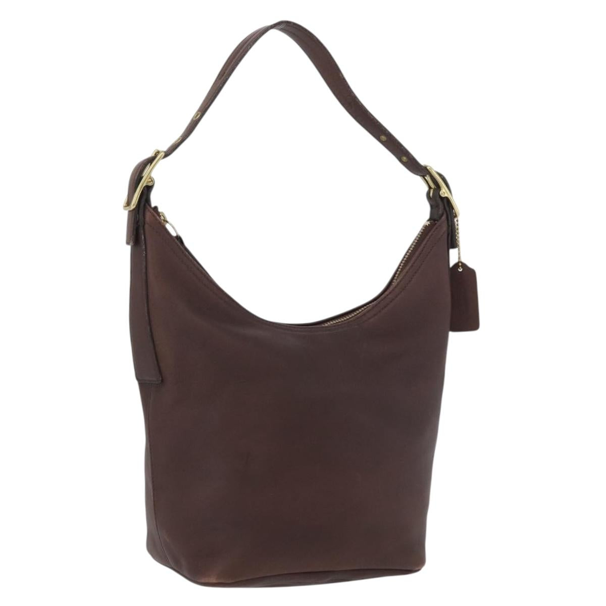 Coach Shoulder Bag Leather Brown Gold Auth 172666