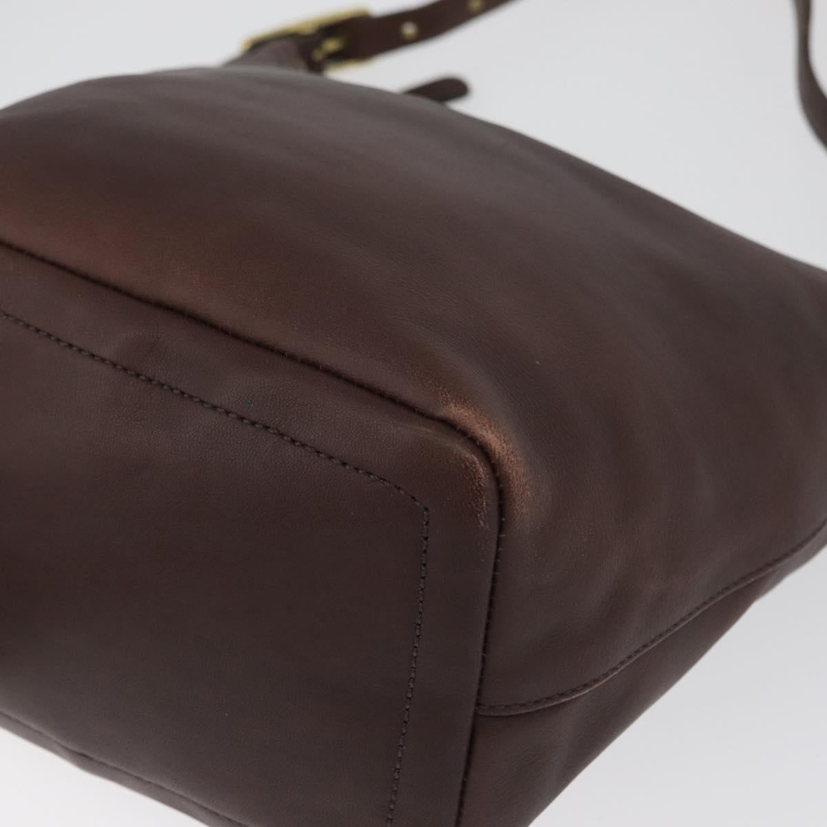 Coach Shoulder Bag Leather Brown Gold Auth 172666