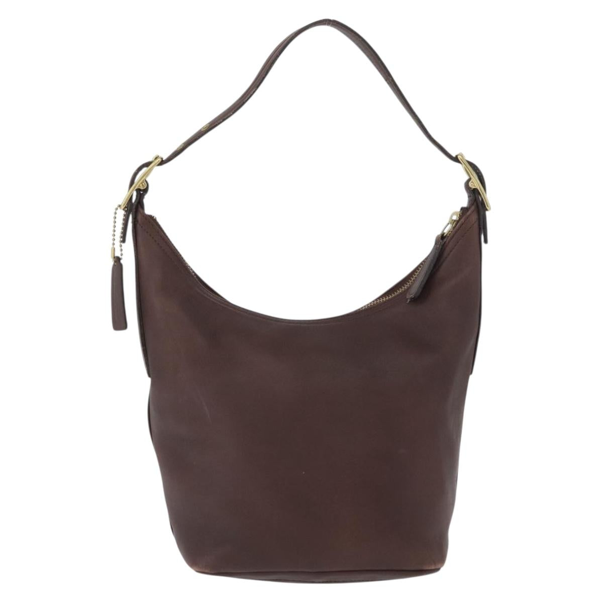 Coach Shoulder Bag Leather Brown Gold Auth 172666