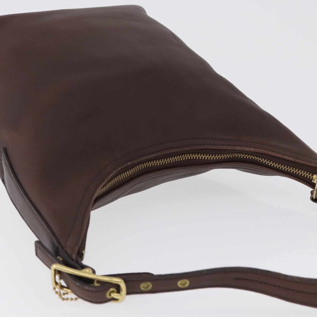 Coach Shoulder Bag Leather Brown Gold Auth 172666