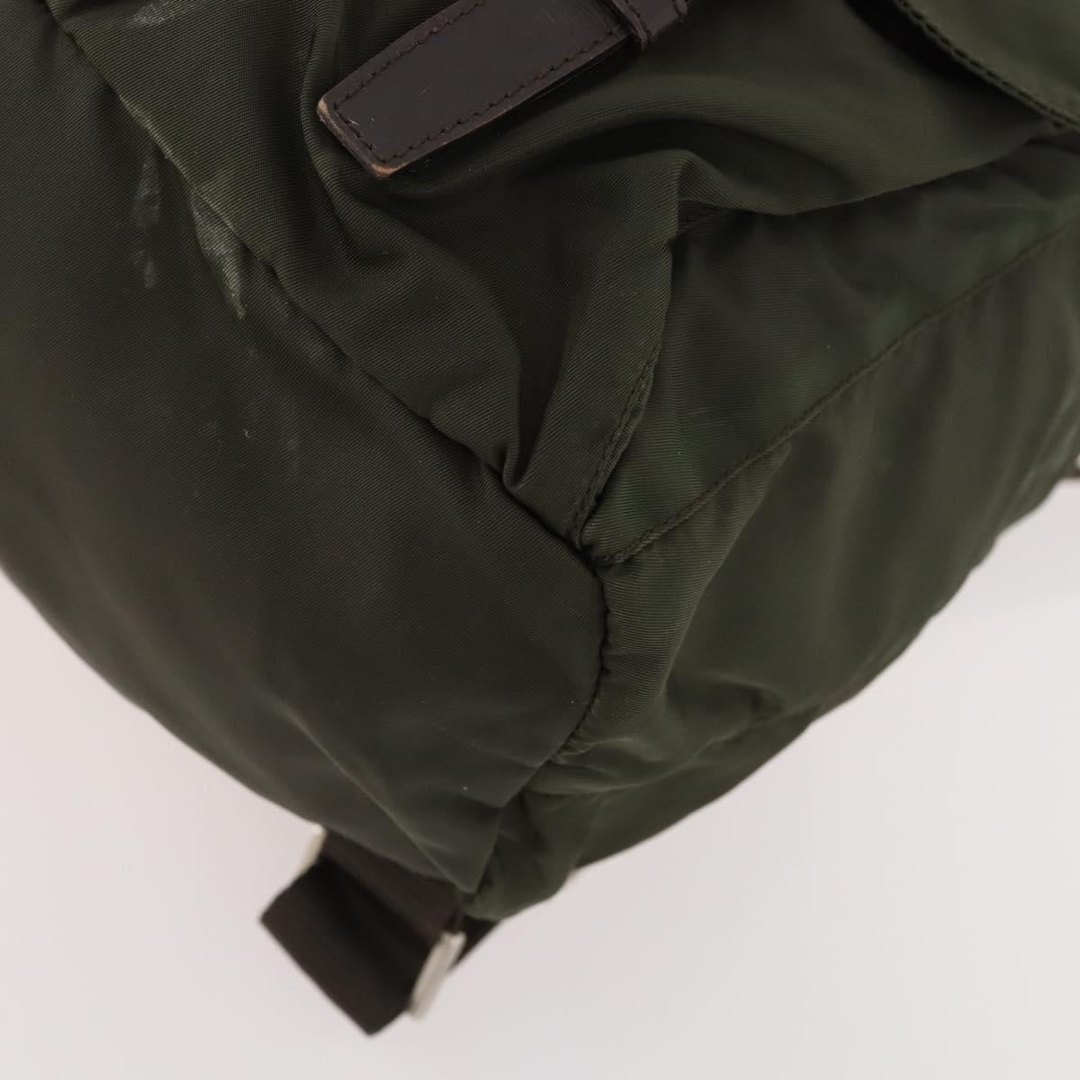 PRADA Backpack Nylon Khaki Silver Auth 172669