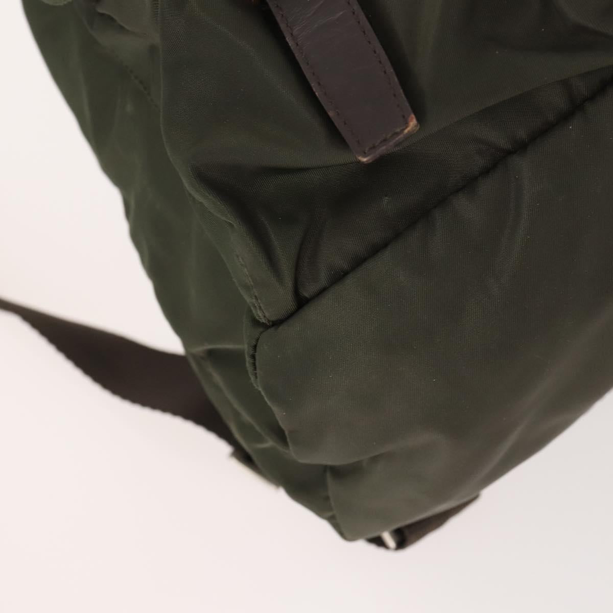PRADA Backpack Nylon Khaki Silver Auth 172669