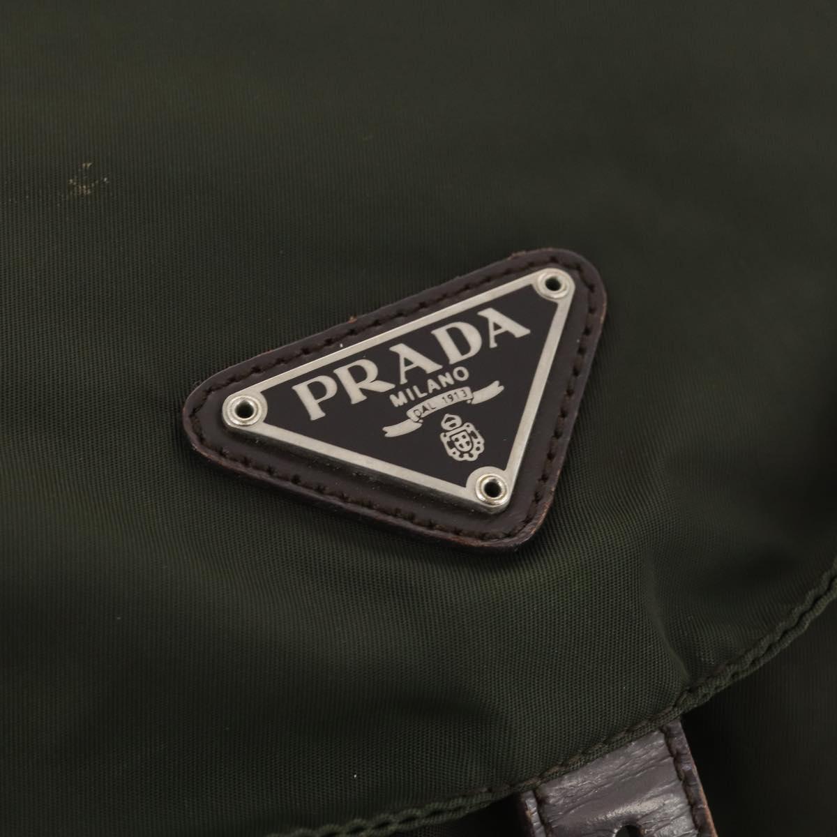 PRADA Backpack Nylon Khaki Silver Auth 172669