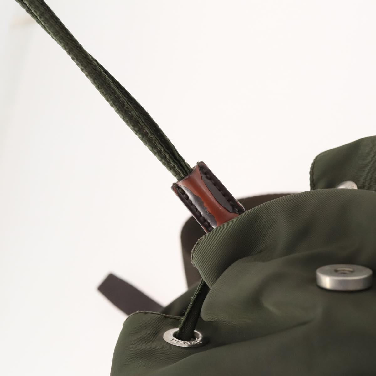 PRADA Backpack Nylon Khaki Silver Auth 172669