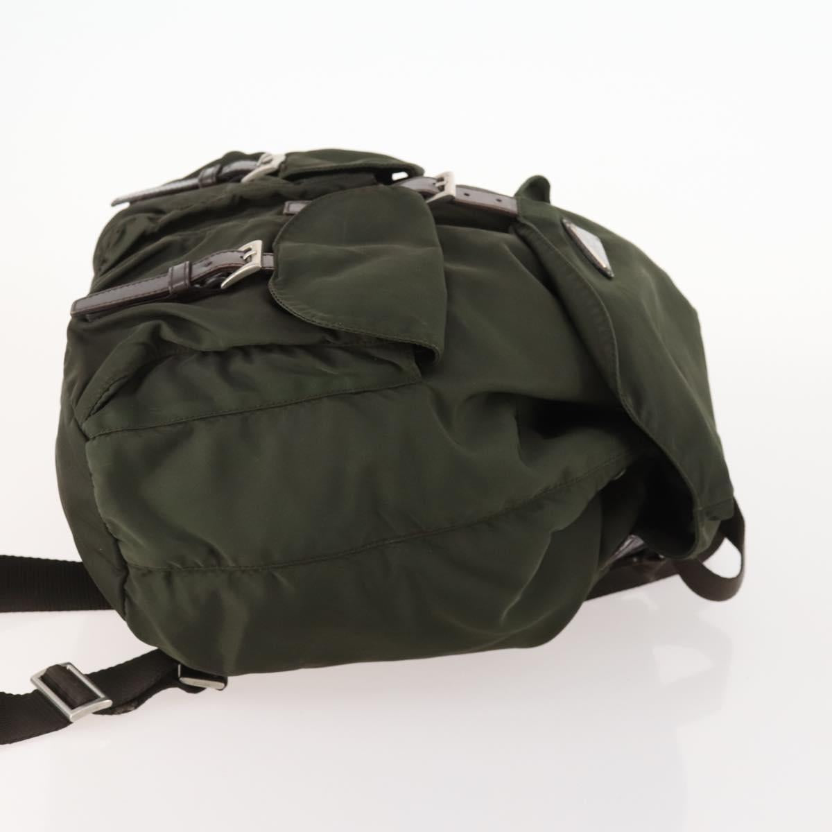 PRADA Backpack Nylon Khaki Silver Auth 172669