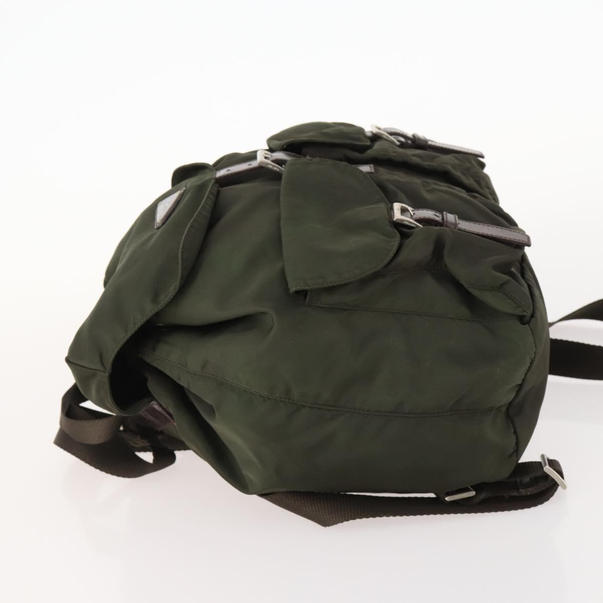 PRADA Backpack Nylon Khaki Silver Auth 172669