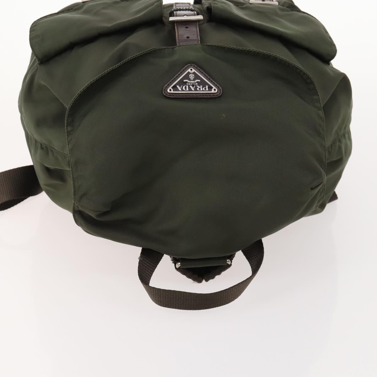 PRADA Backpack Nylon Khaki Silver Auth 172669