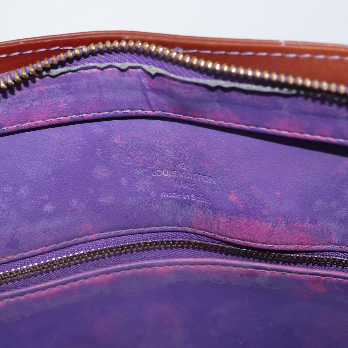 LOUIS VUITTON Monogram Vernis Houston Hand Bag Purple Viole M91093 Auth 172677