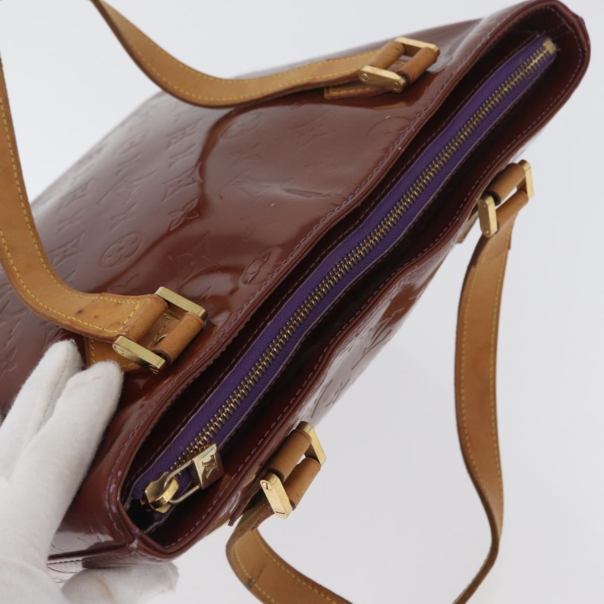LOUIS VUITTON Monogram Vernis Houston Hand Bag Purple Viole M91093 Auth 172677