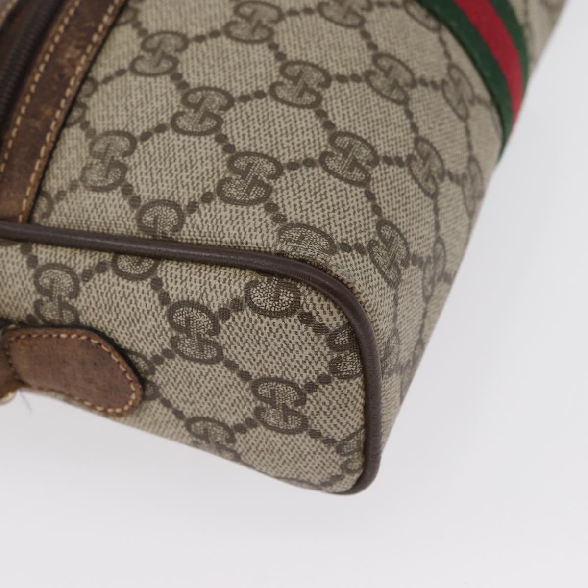 GUCCI GG Supreme Web Sherry Line Bag PVC Beige Gold 001 3654 5 Auth 172680