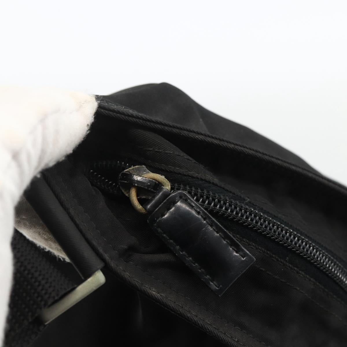 PRADA Shoulder Bag Nylon Black Silver Auth 172683