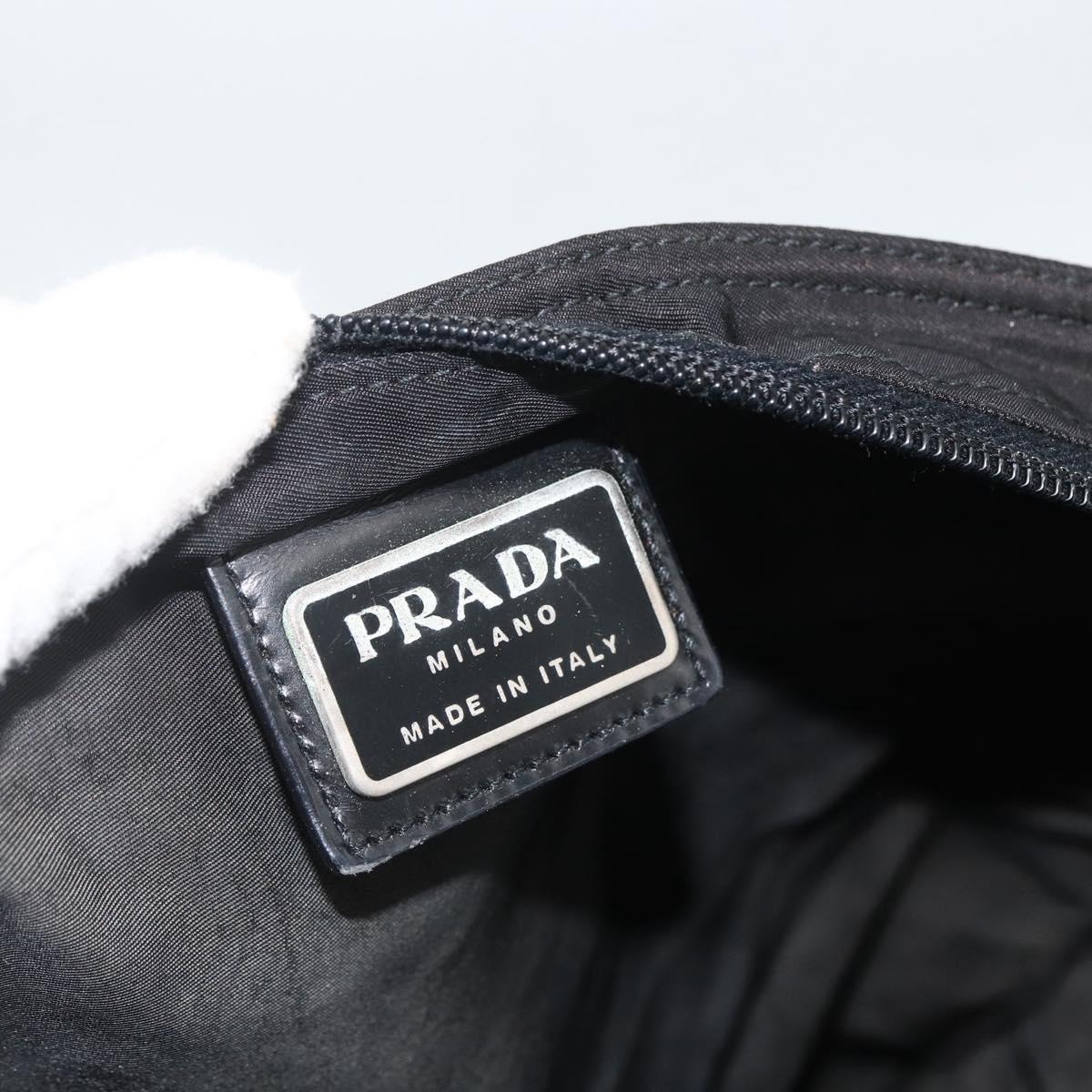 PRADA Shoulder Bag Nylon Black Silver Auth 172683