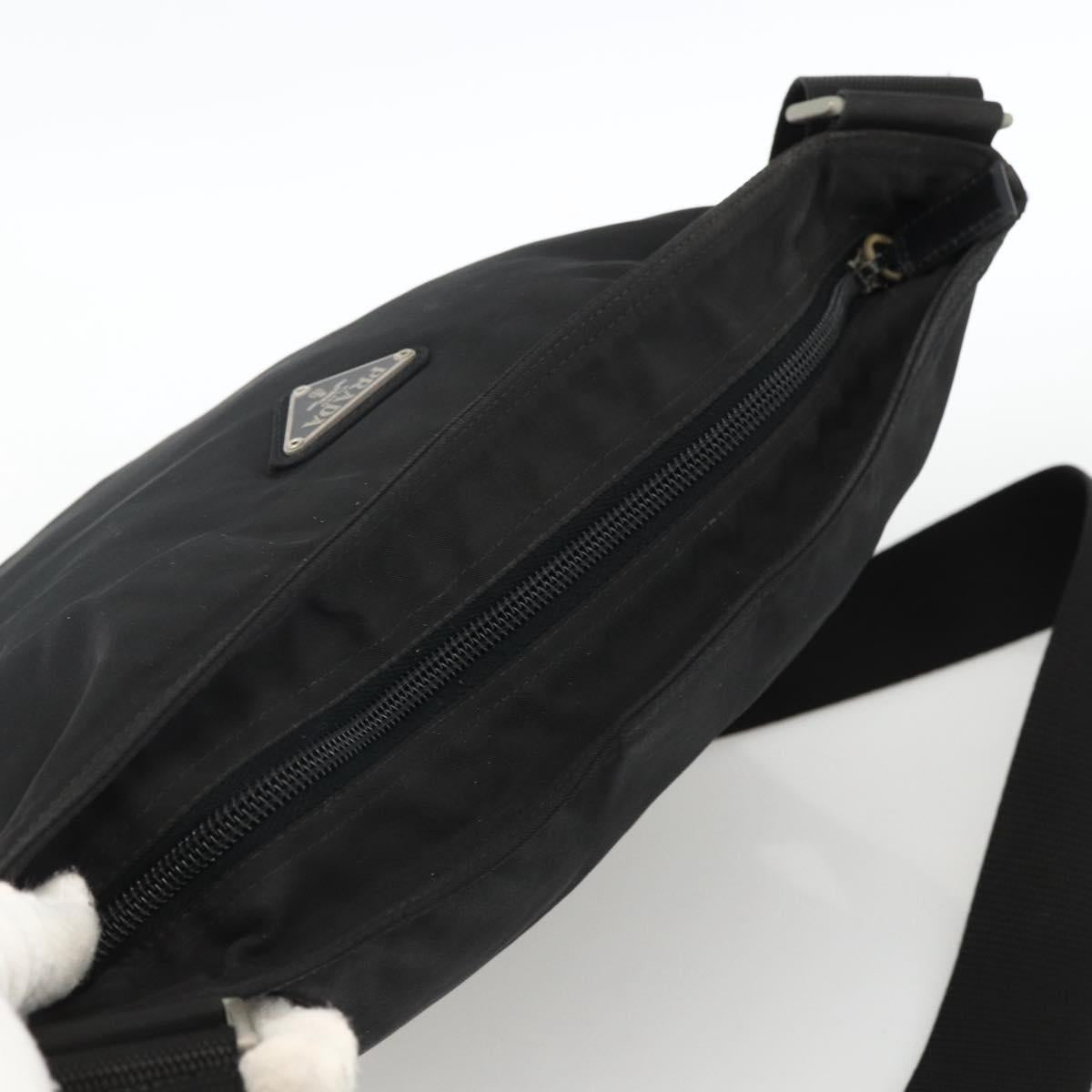 PRADA Shoulder Bag Nylon Black Silver Auth 172683
