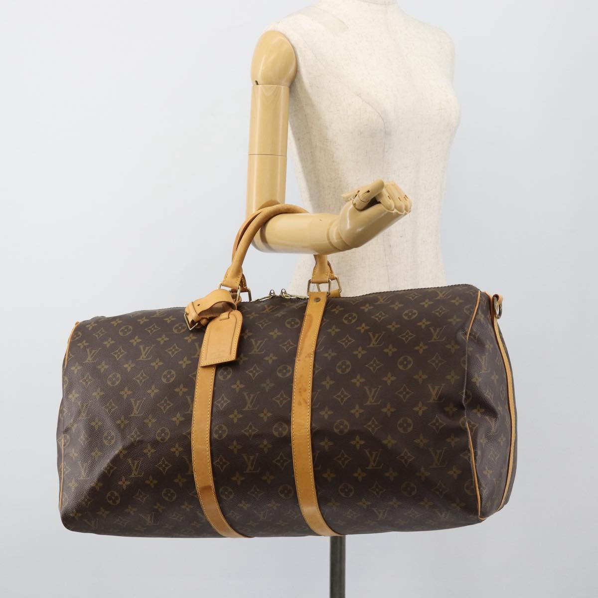 LOUIS VUITTON Monogram Keepall Bandouliere 55 Boston Bag M41414 LV Auth 172687