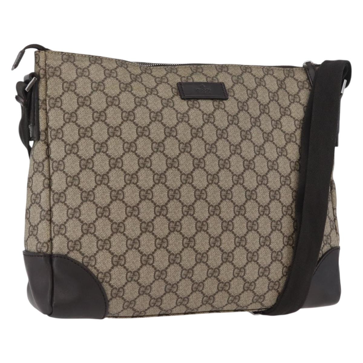 GUCCI GG Canvas Shoulder Bag PVC Beige Silver 110054 Auth 172689