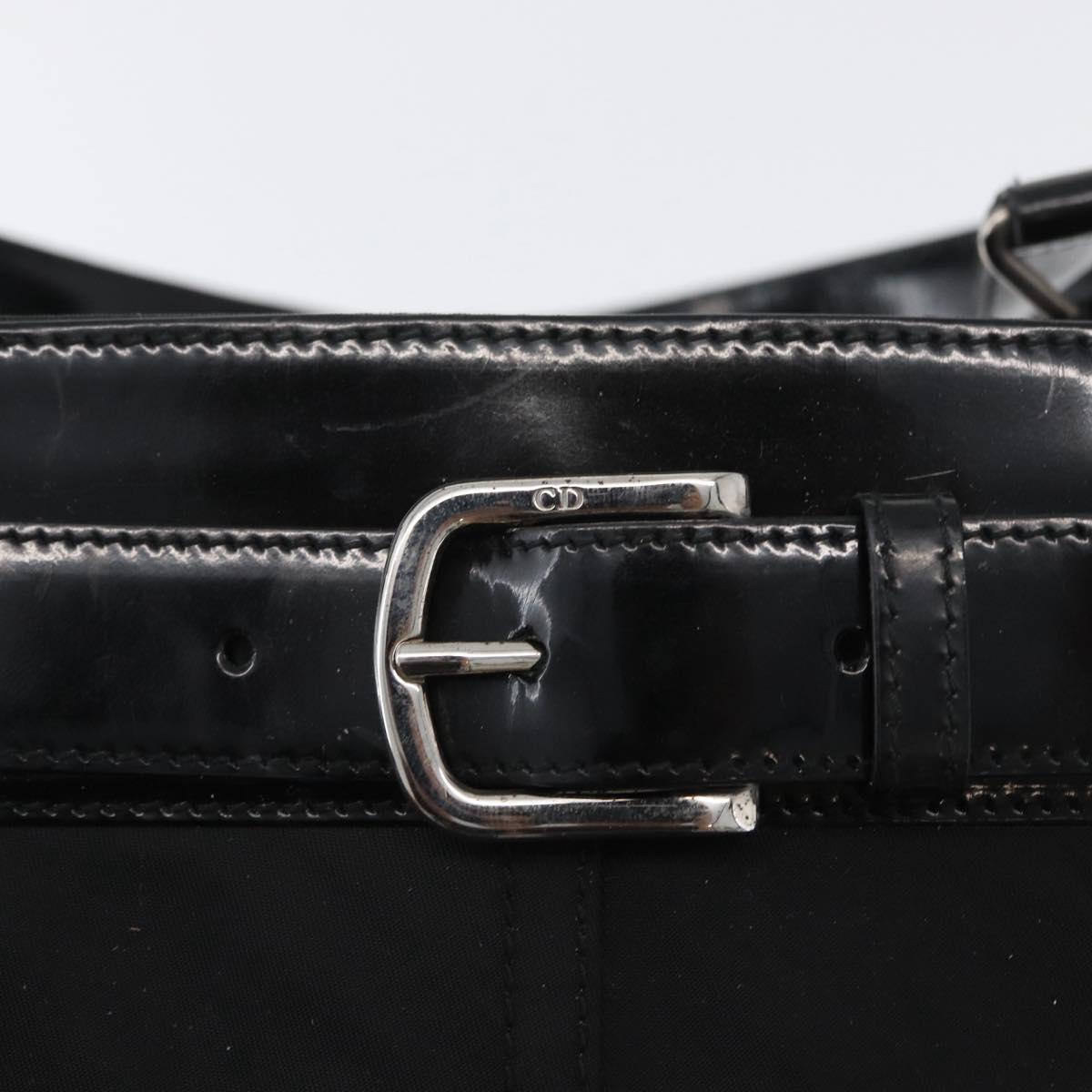 Christian Dior Tote Bag Nylon Black Silver Auth 172694
