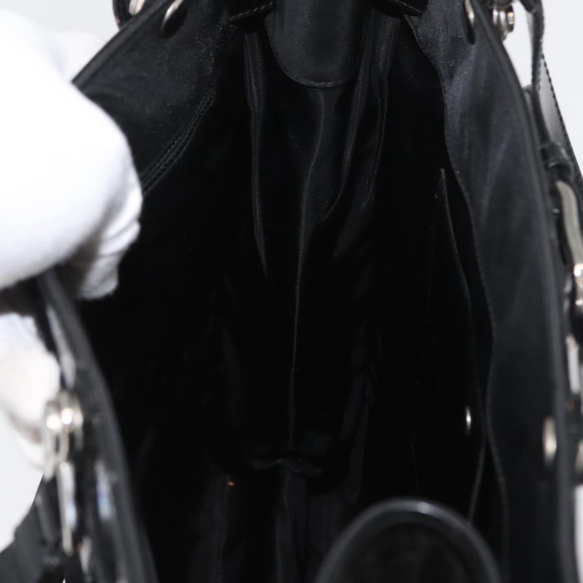 Christian Dior Tote Bag Nylon Black Silver Auth 172694