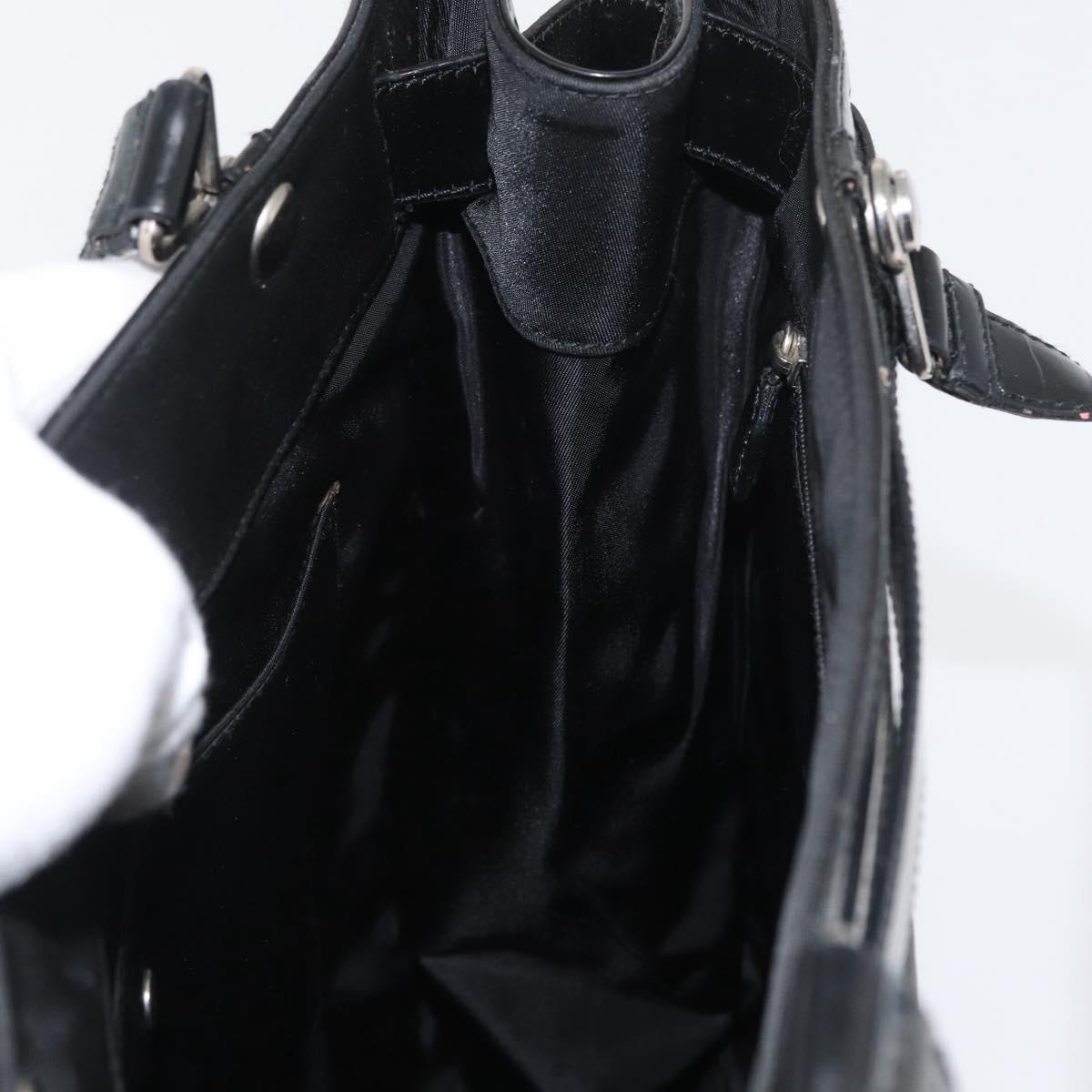 Christian Dior Tote Bag Nylon Black Silver Auth 172694