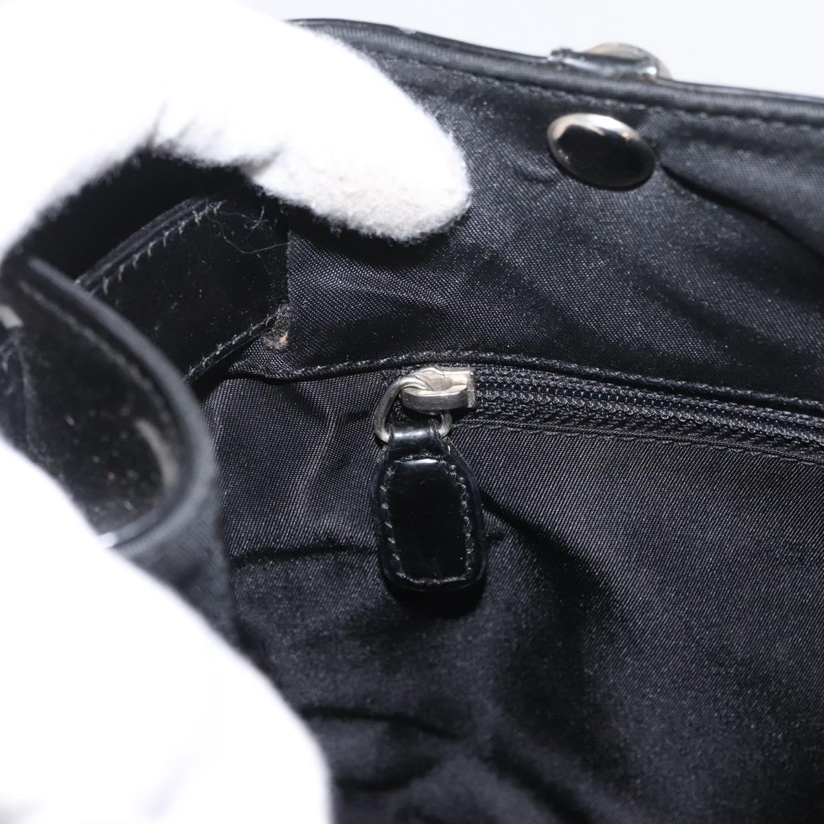 Christian Dior Tote Bag Nylon Black Silver Auth 172694