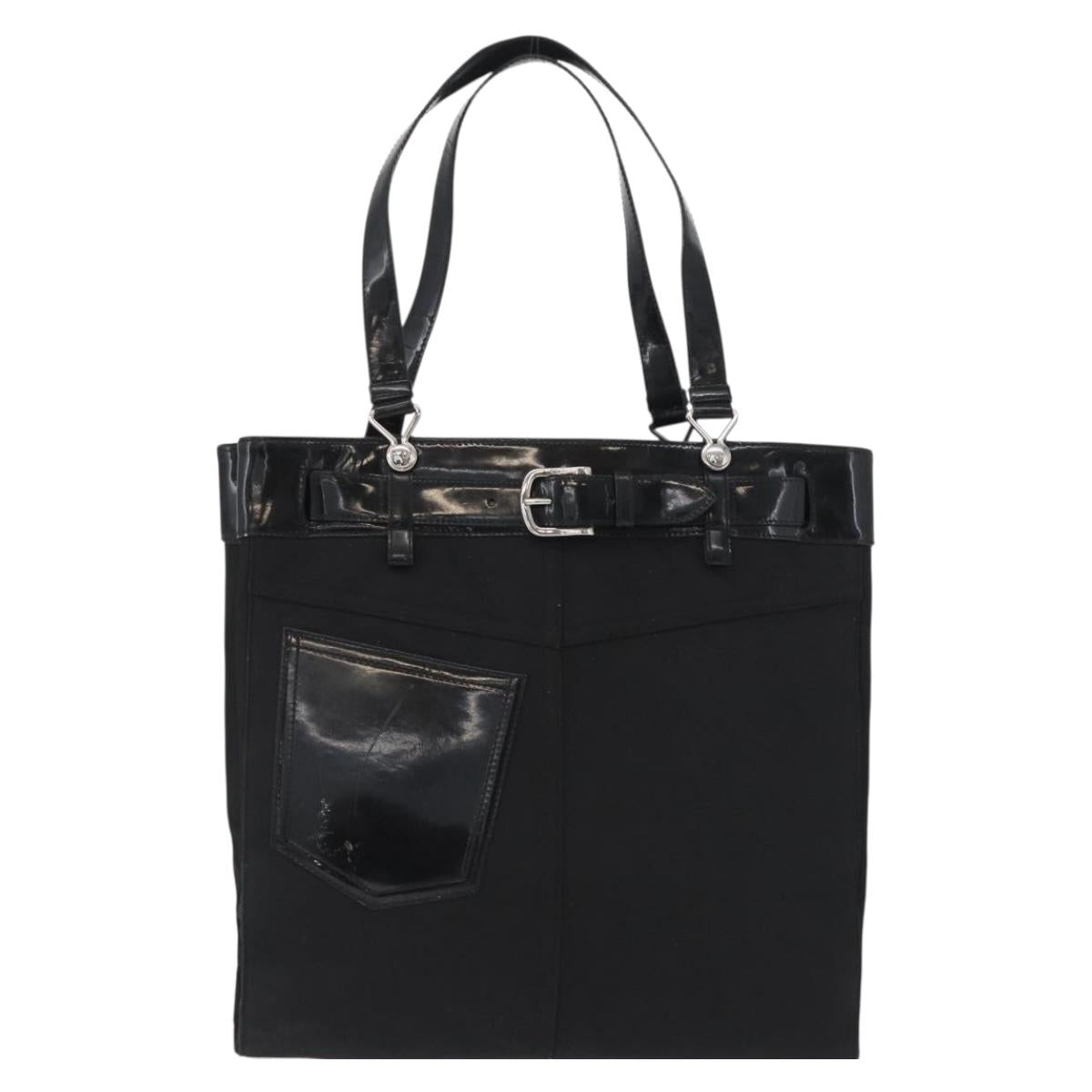 Christian Dior Tote Bag Nylon Black Silver Auth 172694