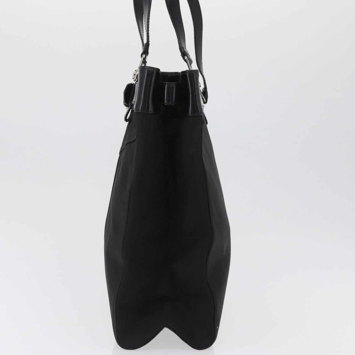 Christian Dior Tote Bag Nylon Black Silver Auth 172694