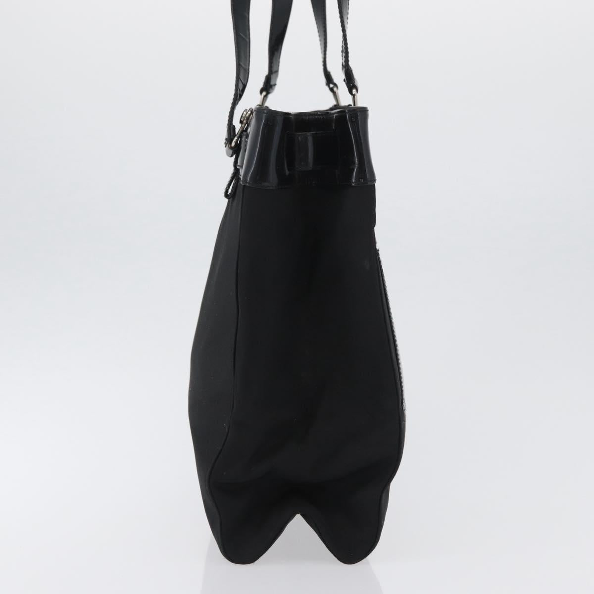 Christian Dior Tote Bag Nylon Black Silver Auth 172694