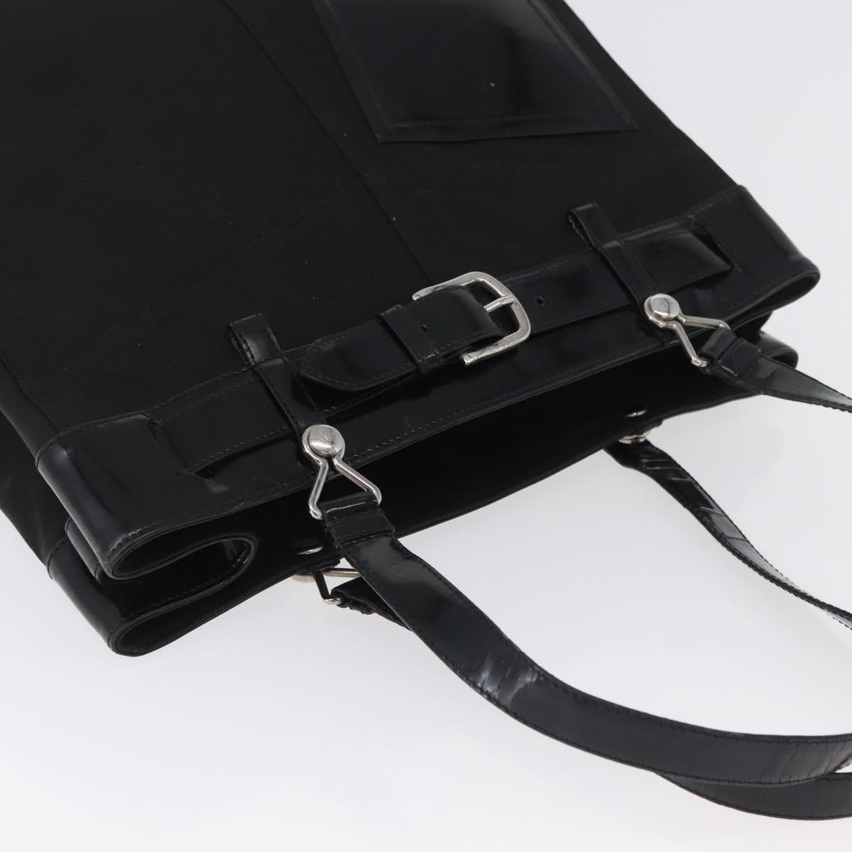 Christian Dior Tote Bag Nylon Black Silver Auth 172694